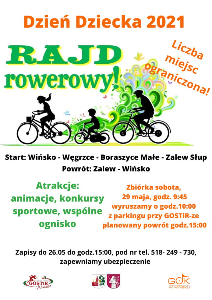 Plakat promujący Rajd rowerowy z okazji Dnia Dziecka