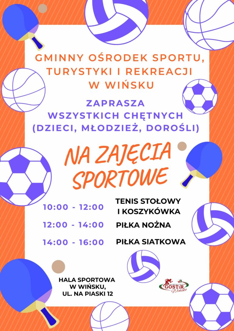 ZAJĘCIA SPORTOWE DLA DZIECI, MŁODZIEŻY I DOROSŁYCH W WIŃSKU!