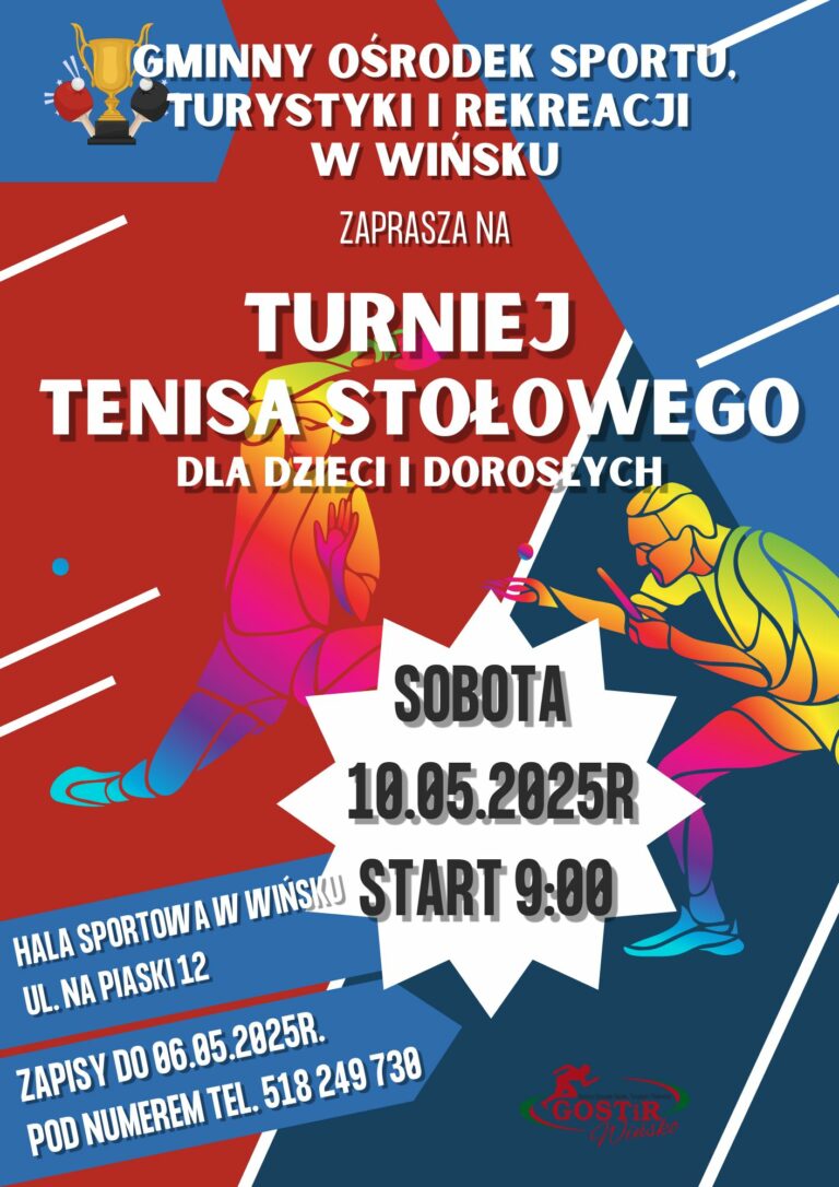 ZAPISY NA TURNIEJ TENISA STOŁOWEGO DLA DZIECI I DOROSŁYCH!