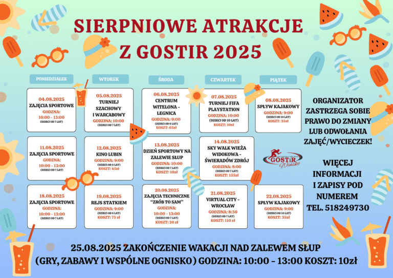 SIERPNIOWE ATRAKCJE Z GOSTIR 2025!
